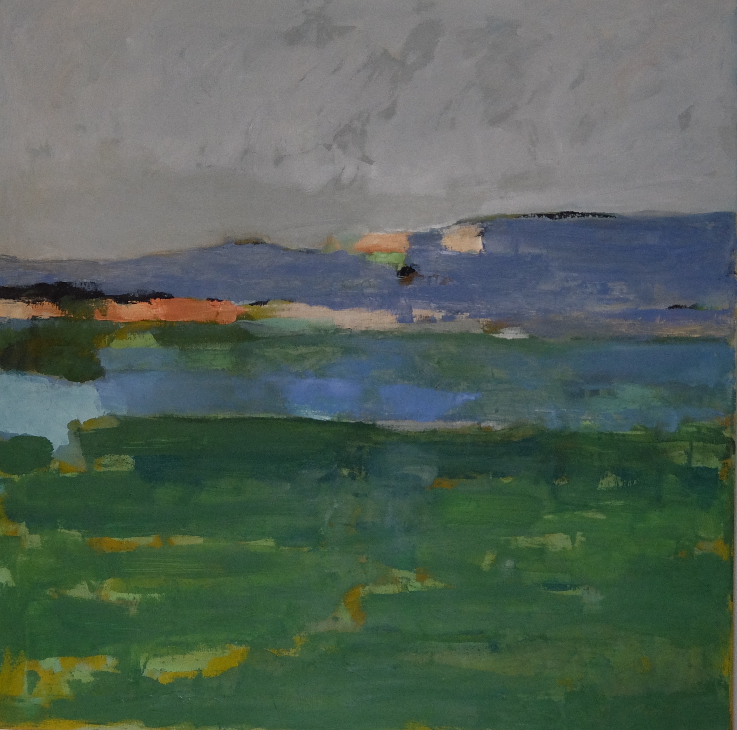 paysage vert huile sur toile 80x80