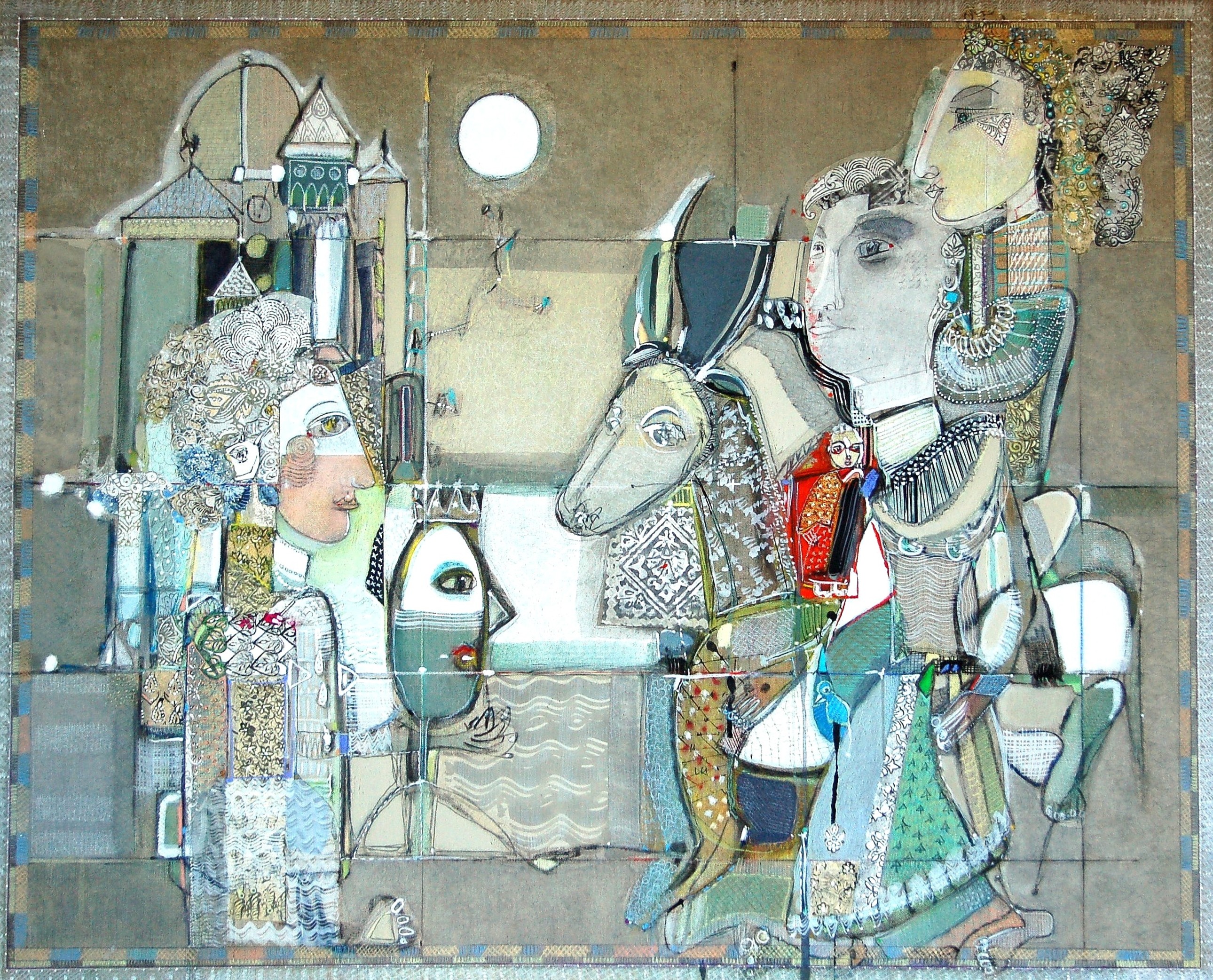 La noce - 100 x 80 cm - Technique mixte sur toile de lin