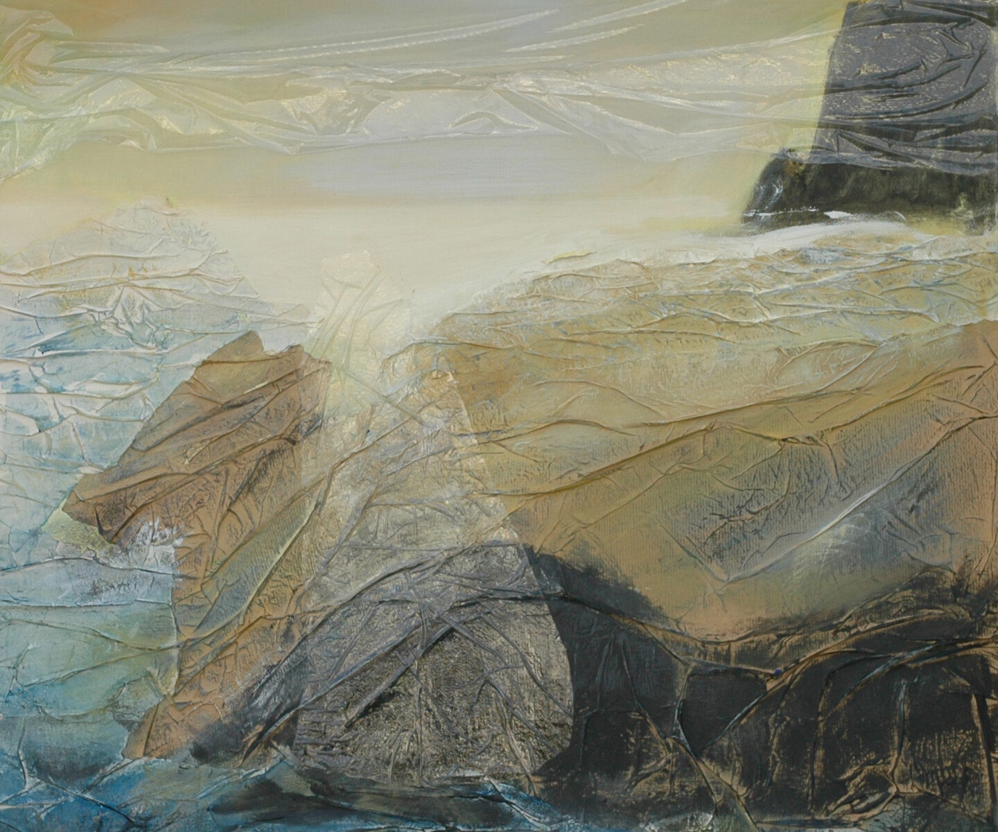 Pierre et eau 0. 100 x 81 technique mixte sur toile 2011